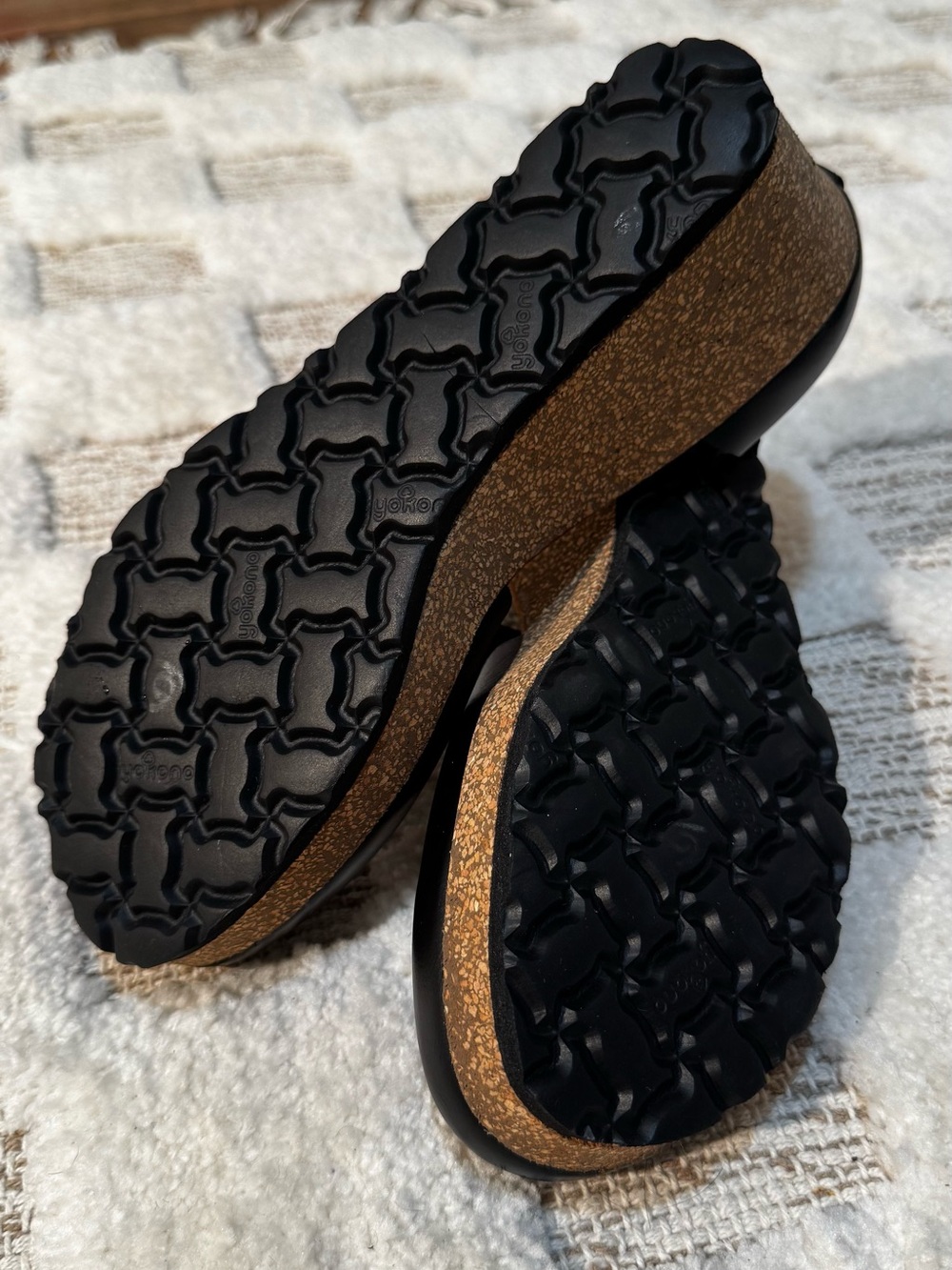 Yokono Spain Black Leather Cork Wedge Sandals EU 38 Ankle Strap Comfort Shoes - Picture 3 of 5